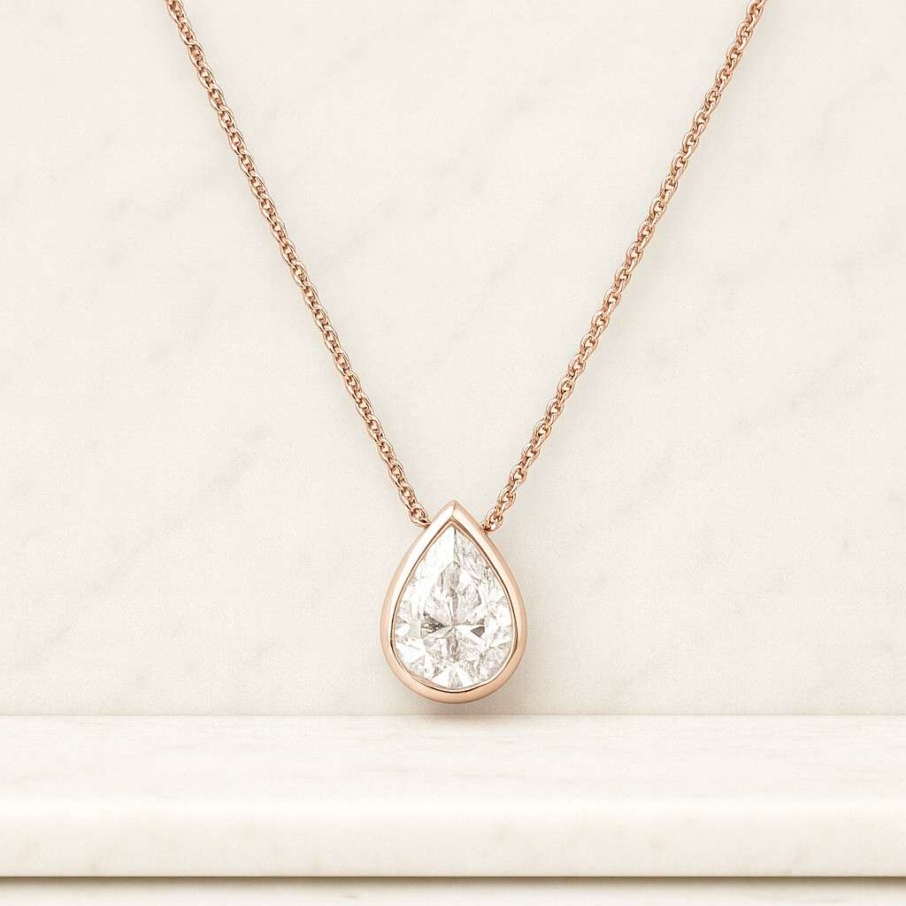 Pear Cut Lab Grown Diamond Solitaire Necklace