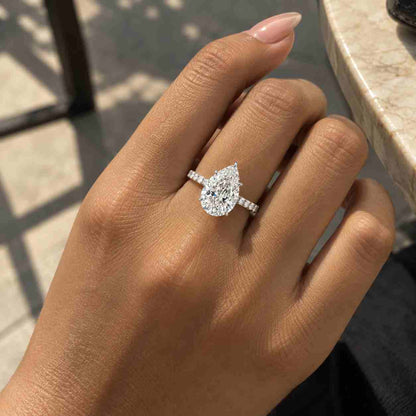 Pear Cut Lab Grown Diamond Solitaire Ring: Eco-Friendly Engagement
