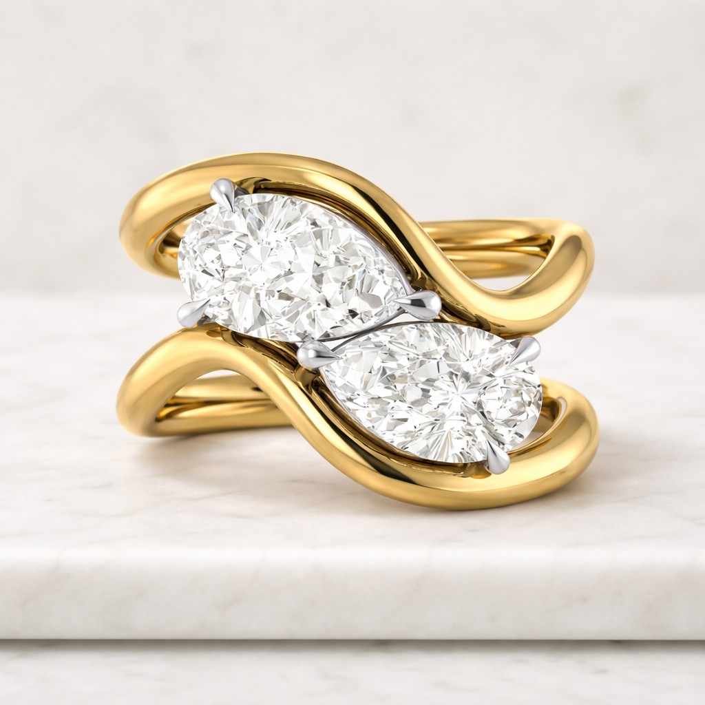 pear cut lab grown diamond wedding ring