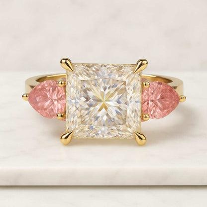 Pear Cut Lab Grown Diamond three stone Ring 0.60tcw Pear Diamond 3 stone Ring  Pear Engagement Ring Wedding Gift For Her 3 Stone Ring