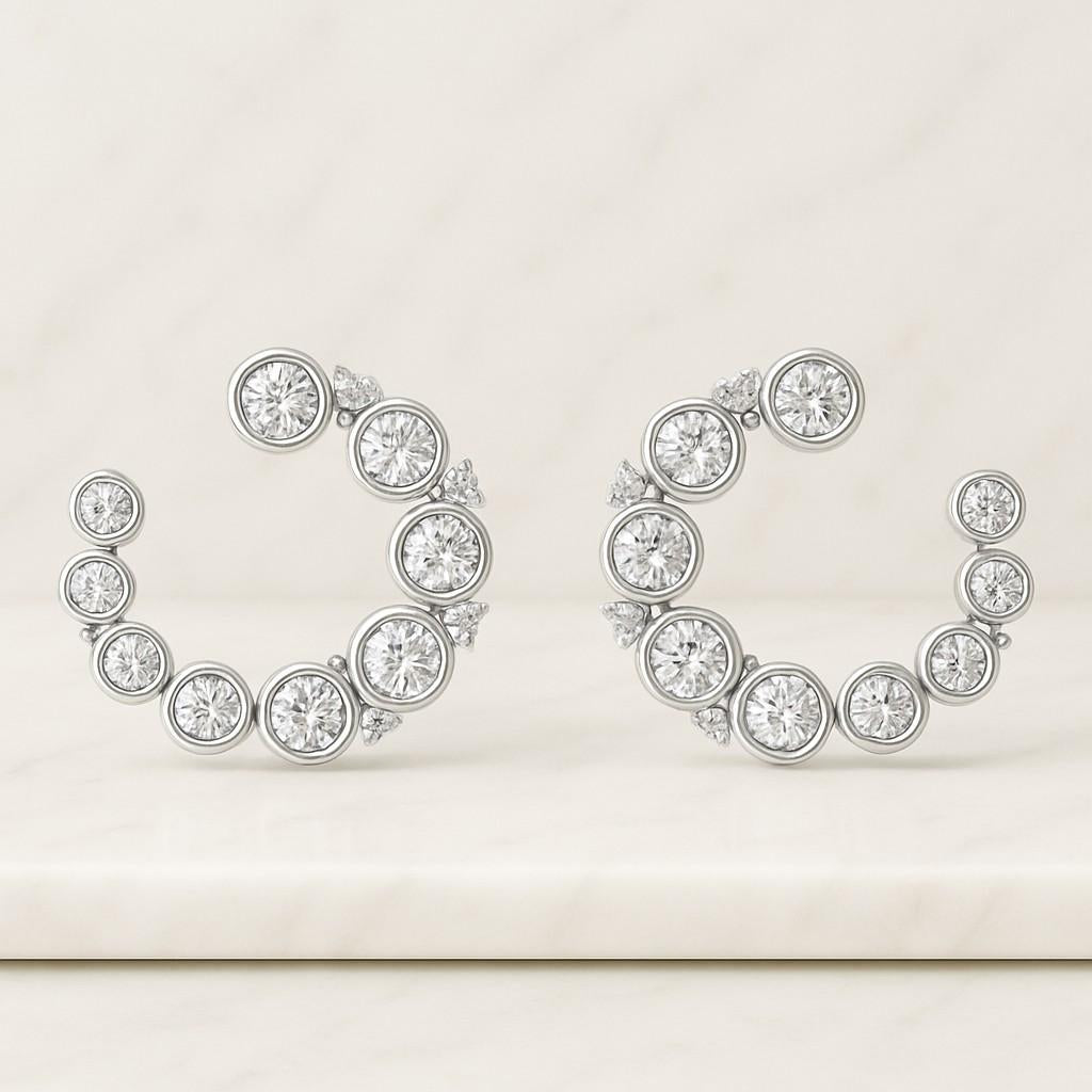 Pear Cut Lab Grown Stud Earrings Cluster Diamond Earrings Any Occasion Simple Earrings