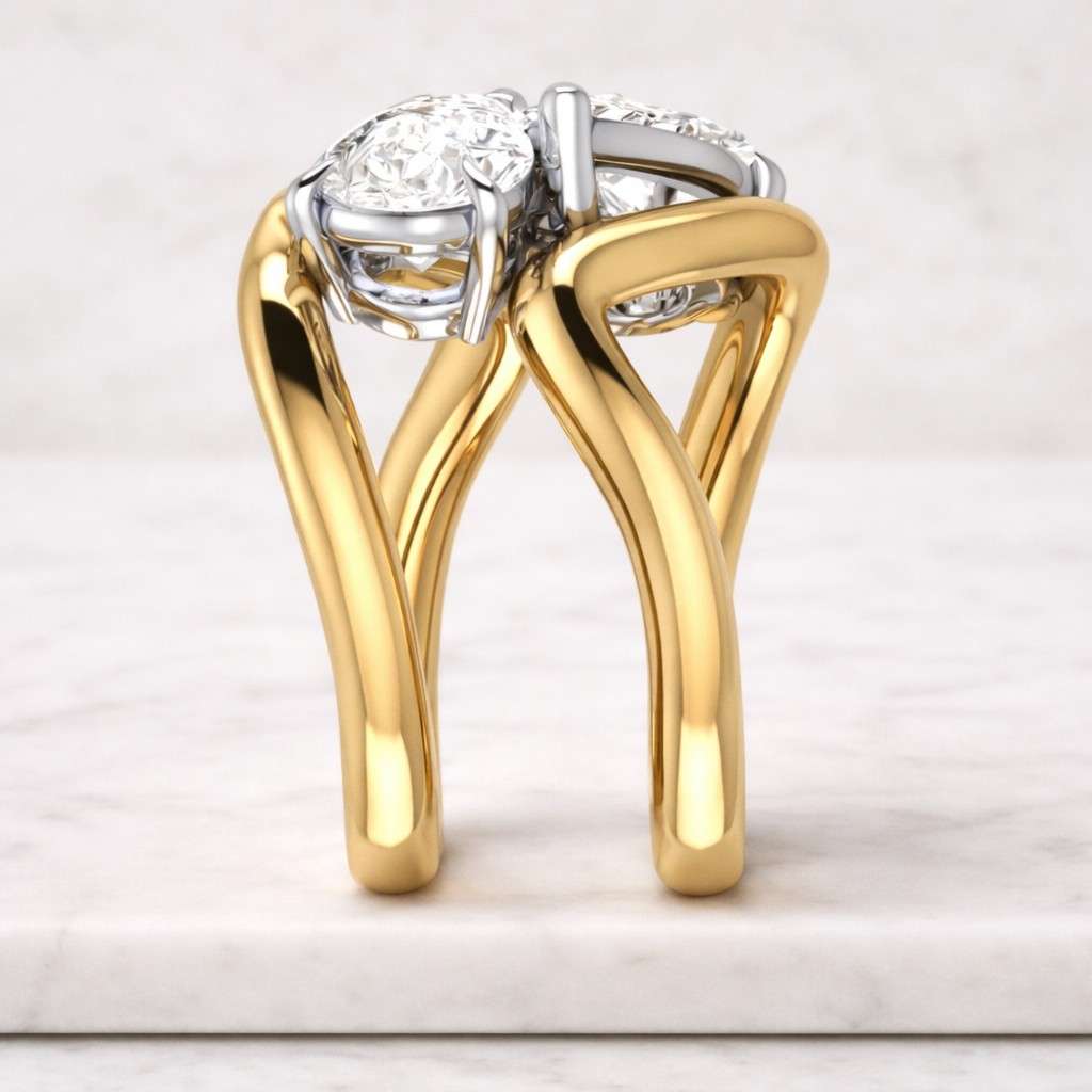 pear cut lab grown diamond wedding ring
