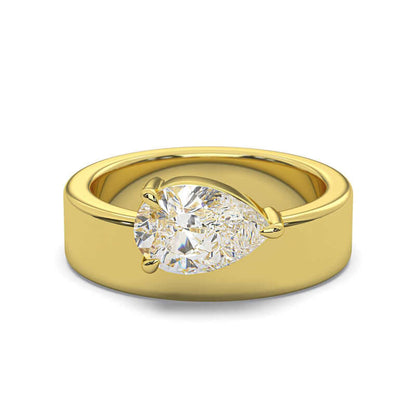 Pear Cut Moissanite Diamond Solitaire Ring