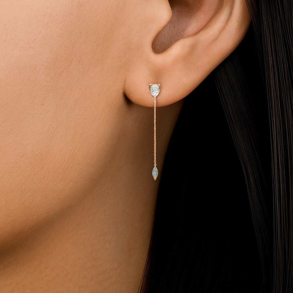 Pear Cut Moissanite Drop Earrings Gold Plated Dangle Earring