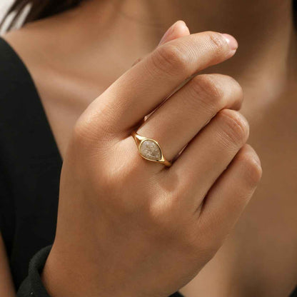Pear Cut Salt and Pepper Moissanite Ring, 14k Gold Art Deco Ring, Black Diamond Ring, Anniversary Gift, Vintage Ring For Women