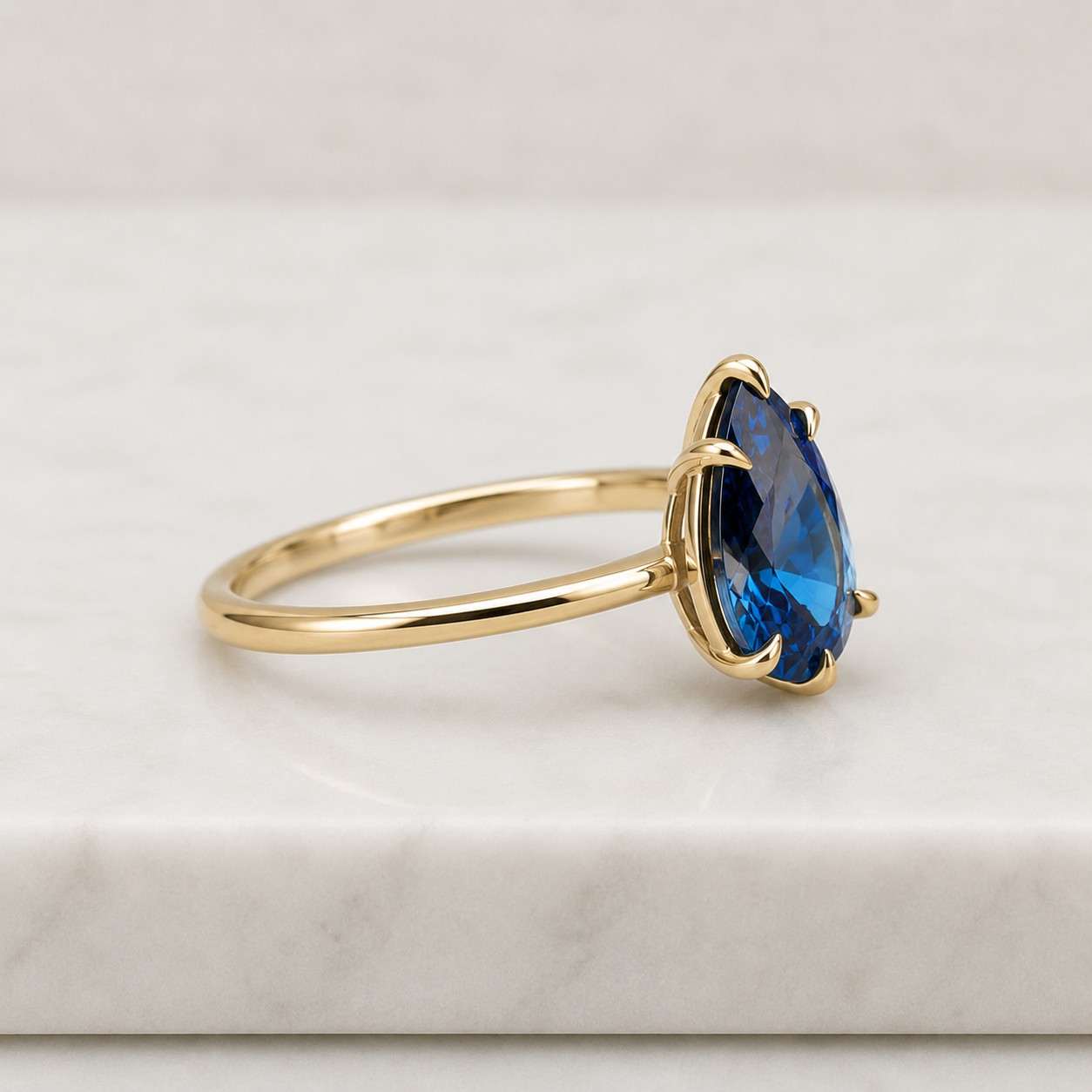 pear cut sapphire ring · gold vermeil sapphire ring · gold filled ring sapphire · solitaire ring vermeil · september birthstone ring

