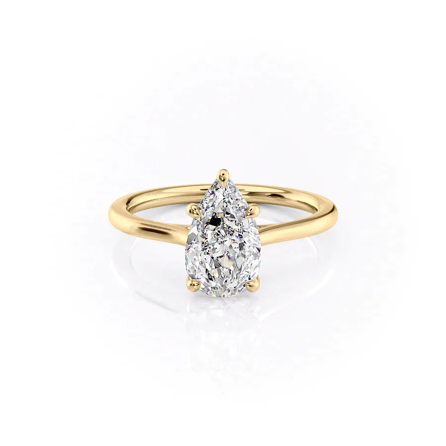 Pear Cut Solitaire Labgrown Diamond Engagement Ring For Mom