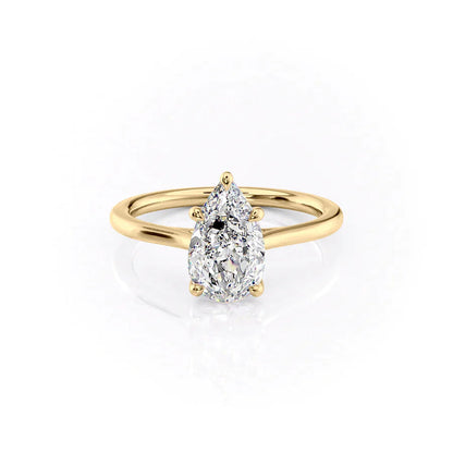 Pear Cut Solitaire Labgrown Diamond Engagement Ring For Mom