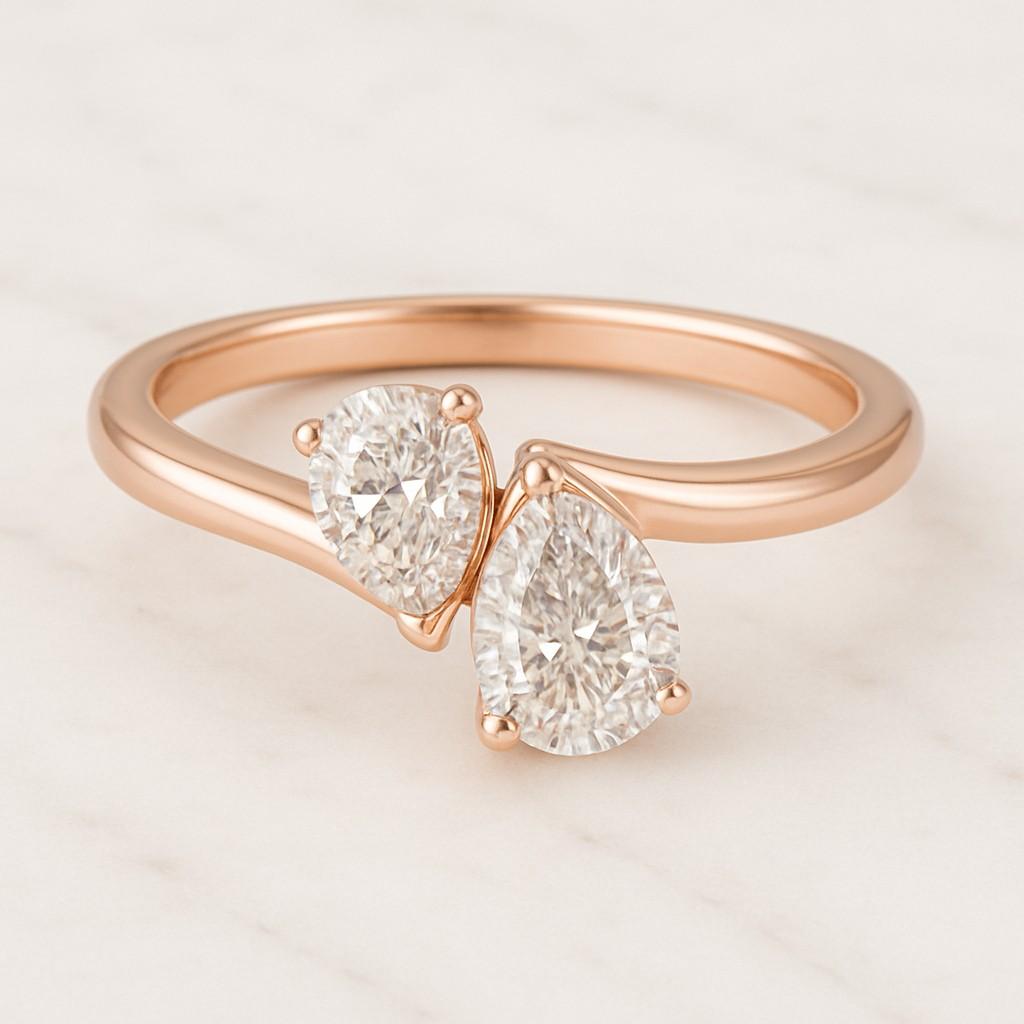 Pear Cut Toi Et Moi Ring Lab-Grown Diamond or Moissanite Engagement Ring
