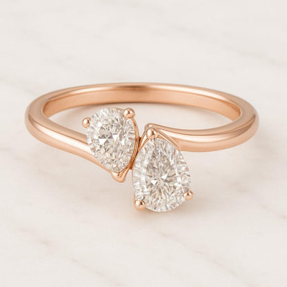 Pear Cut Toi Et Moi Ring Lab-Grown Diamond or Moissanite Engagement Ring