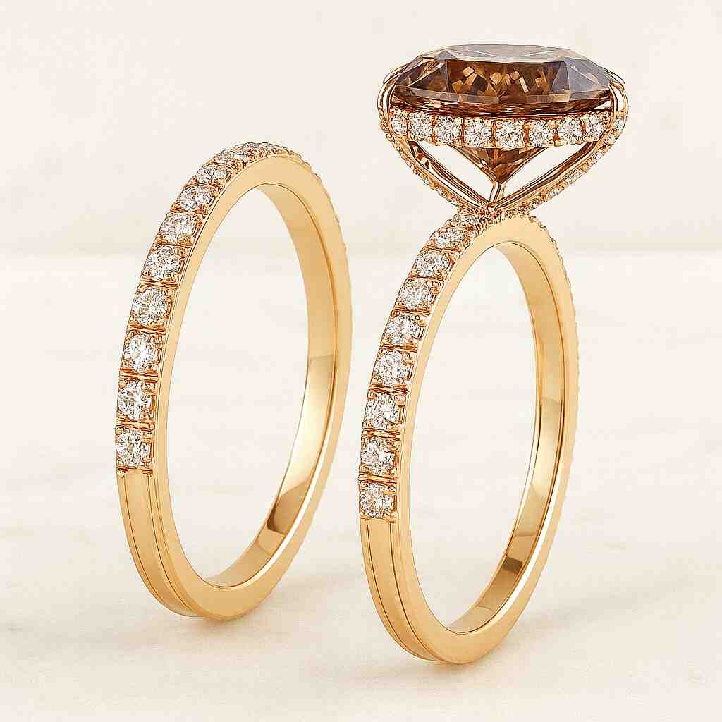 Pear Diamond Engagement Ring Set 1 Carat IGI Certified Ring with Matching Band Double Prong Ring Genuine Lab Grown Diamond Ring Set