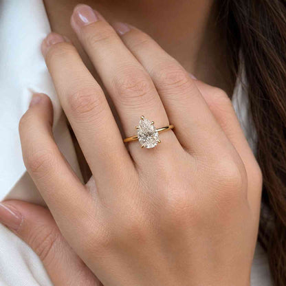 Pear Diamond Engagement Ring Solitaire Pear Ring Genuine Certified Lab Grown Diamond Ring 0.50 to 3.00 CT Pear Diamond Proposal Ring for Her