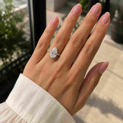 Pear Diamond Engagement Ring Solitaire Pear Ring Genuine Certified Lab Grown Diamond Ring 0.50 to 7.00 CT Pear Diamond Proposal Ring for Her
