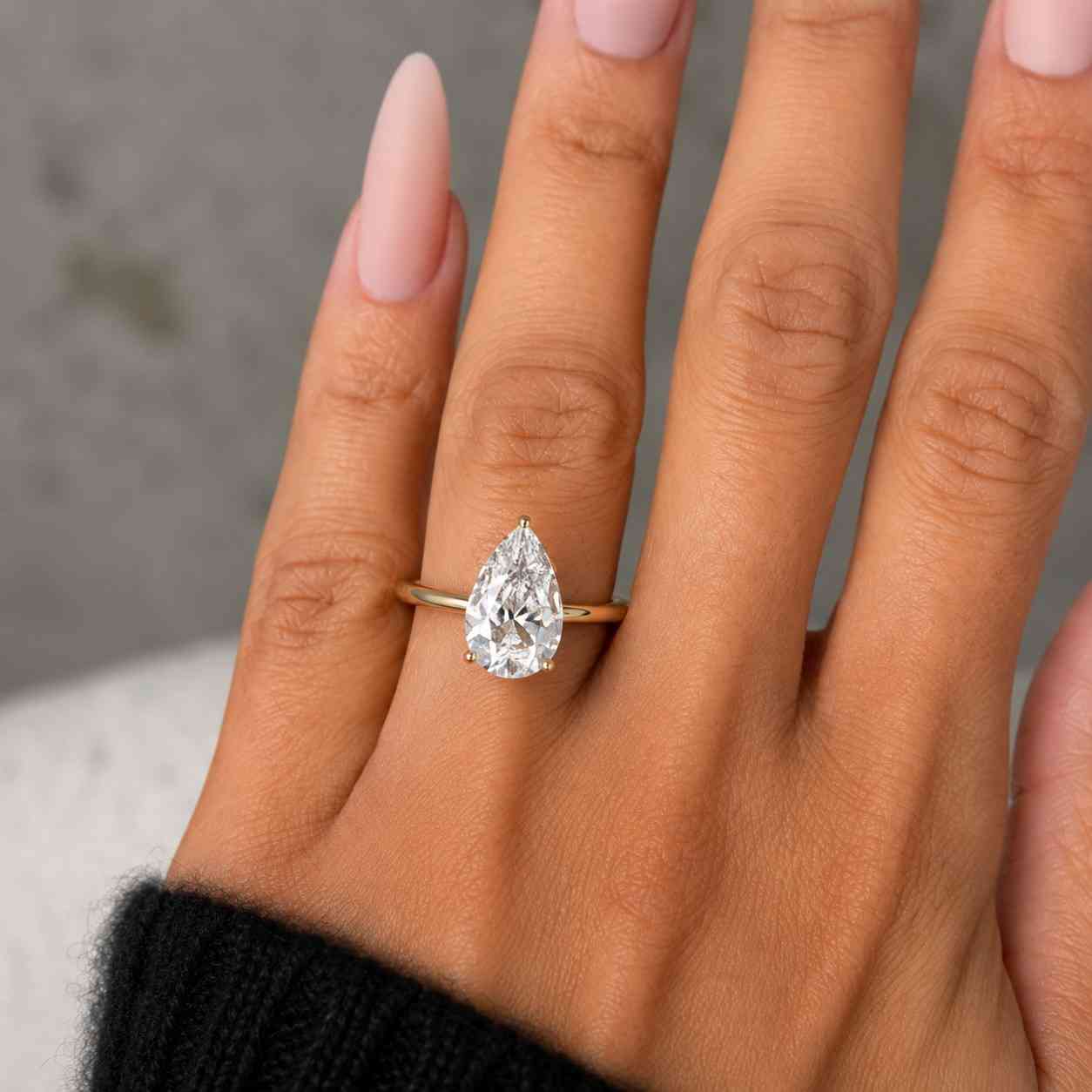 pear diamond promise ring solitaire pear engagement ring for her birthday ring for wife simple lab create diamond ring dainty diamond ring