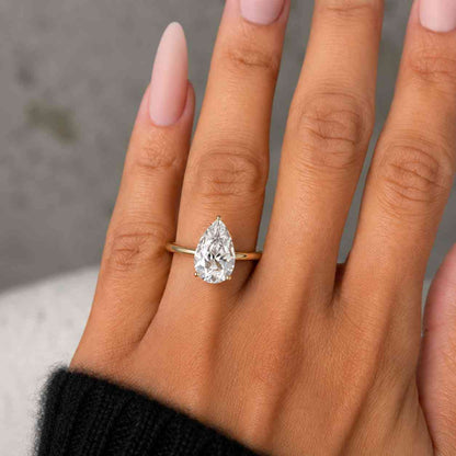 Pear Diamond Promise Ring Solitaire Pear Engagement Ring for Her Birthday Ring for Wife Simple Lab Create Diamond Ring Dainty Diamond Ring