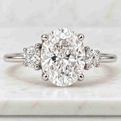  Pear Diamond Ring Real Lab Grown Diamond Ring Hammer Finish Oval Ring