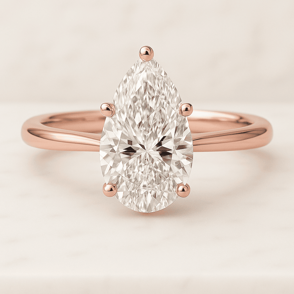 Pear Diamond Solitaire Engagement Ring gift For Her