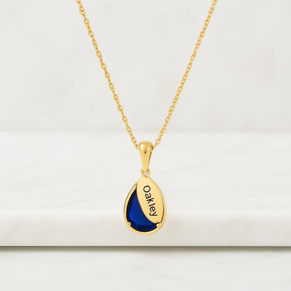 Pear Emerald Diamond Necklace 14k Solid Gold Zambian Gemstone