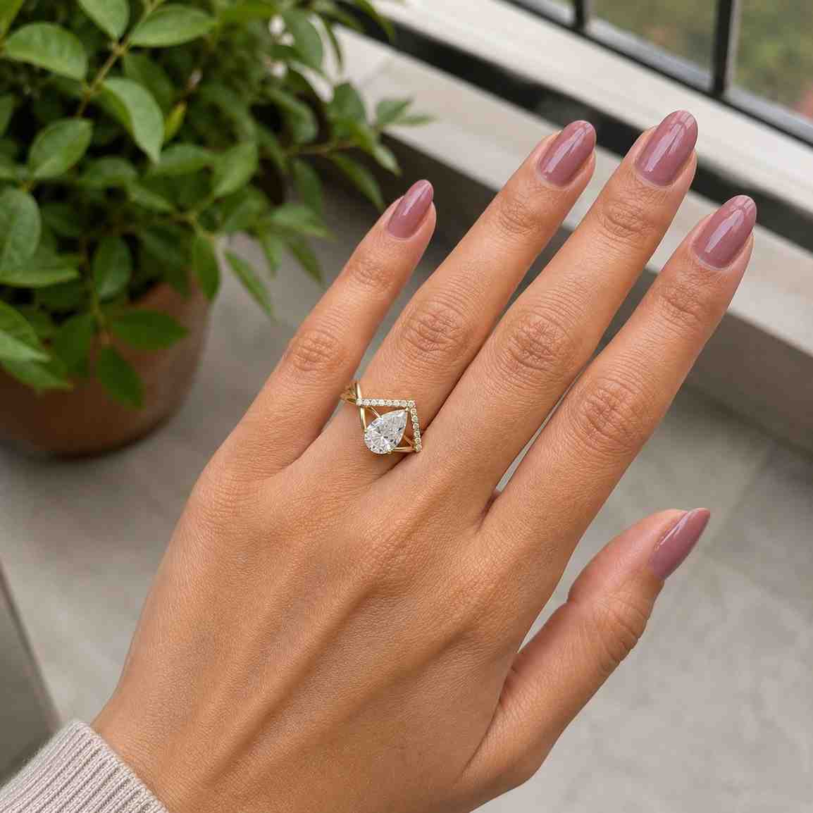 igi certified pear engagement ring genuine lab grown diamond ring pear shaped diamond anniversary ring tear drop lab created wedding ring