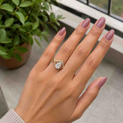IGI Certified Pear Engagement Ring Genuine Lab Grown Diamond Ring Pear Shaped Diamond Anniversary Ring Tear Drop Lab Created Wedding Ring