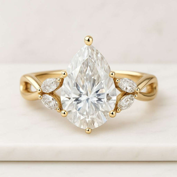 Pear Engagement Ring Lab Diamond Anniversary Ring 10K 14K 18K Solid Gold Rings for Women Teardrop Diamond Ring Real 1 CT Pear Diamond Ring