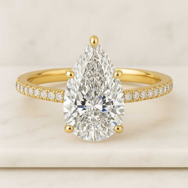 Pear Engagement Ring Lab Diamond Anniversary Ring 10K 14K 18K Solid Gold Rings for Women Teardrop Diamond Ring Real Pear Diamond Ring