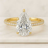 14K Solid Gold Pear Cut Lab-Grown Diamond Pave Set Engagement Ring