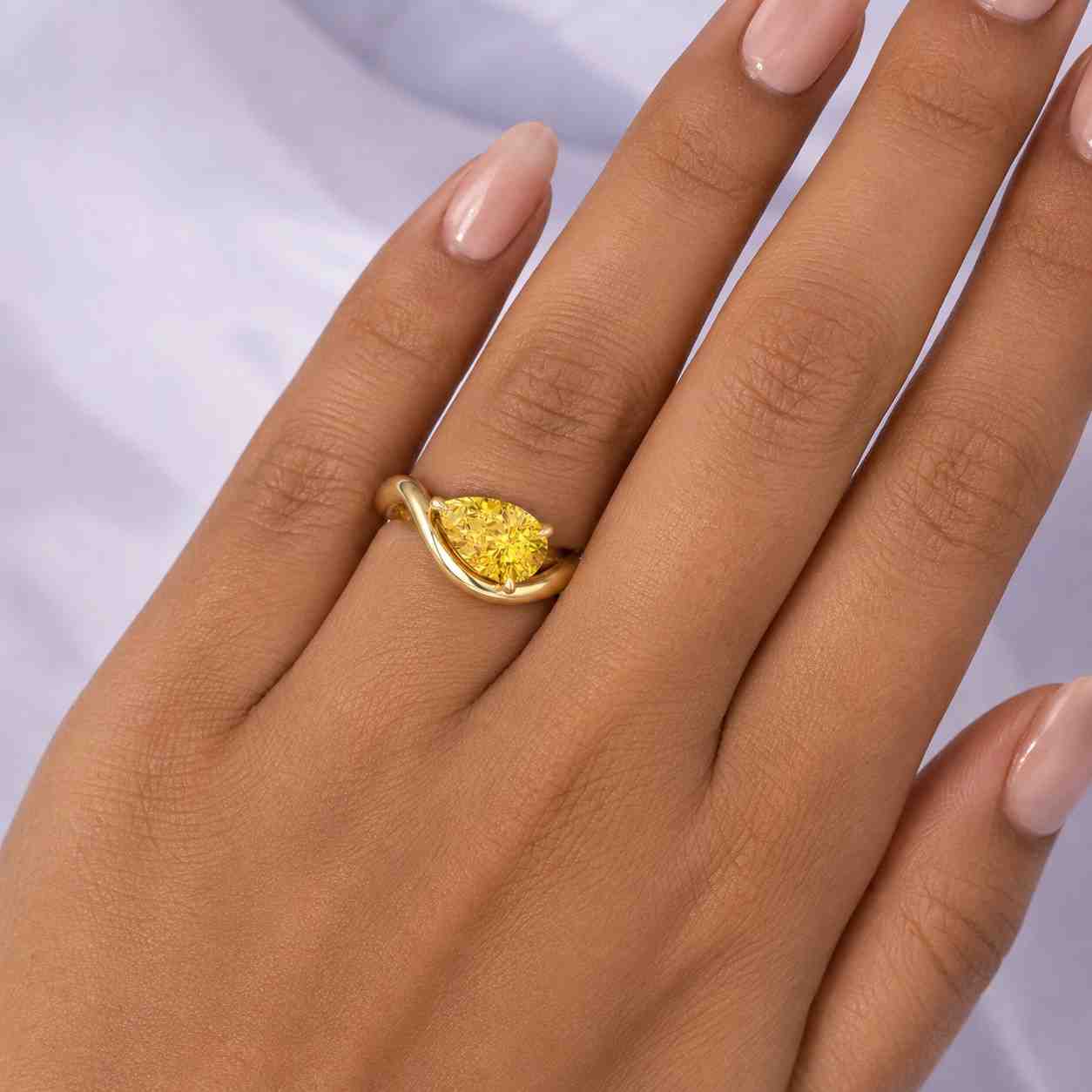 Yellow Pear Engagement Ring, Lab Diamond Ring, 14k Gold Ring, Yellow Pear stone, Perfect Anniversary Gift Bridal Ring for her
