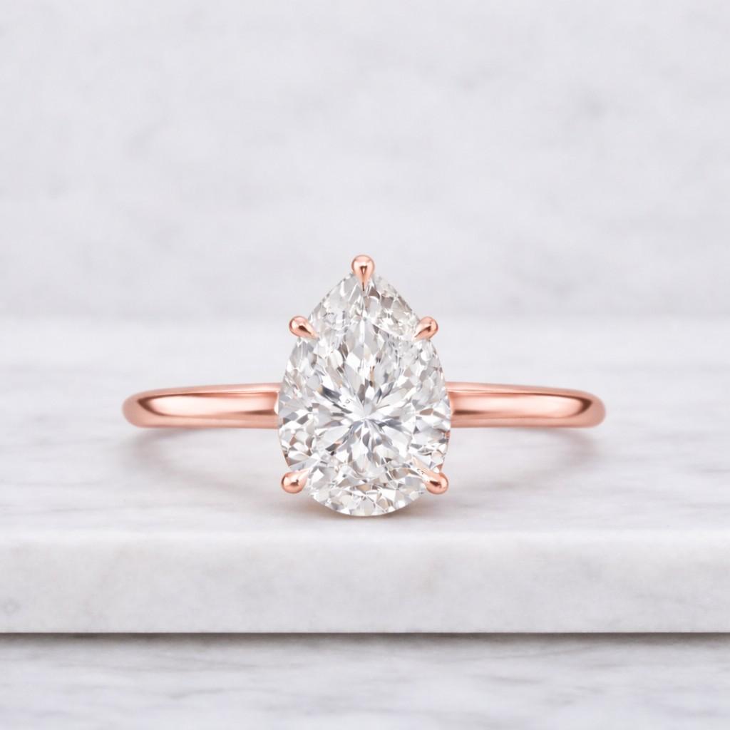 Pear Engagement Ring Lab Grown Diamond Pear Shape Diamond Ring For Her