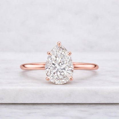 Pear Engagement Ring Lab Grown Diamond Pear Shape Diamond Ring For Her