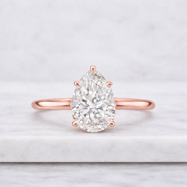 Pear Engagement Ring Lab Grown Diamond Pear Shape Diamond Ring For Her