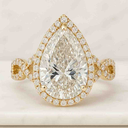 Pear Engagement Ring Lab Grown Diamond Pear Shape Diamond Ring Solid Gold Ring for Her