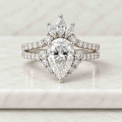 Pear Engagement Ring Lab Grown Diamond Ring Wedding Rings for Women Pave Setting Ring for Anniversary Gifts 
