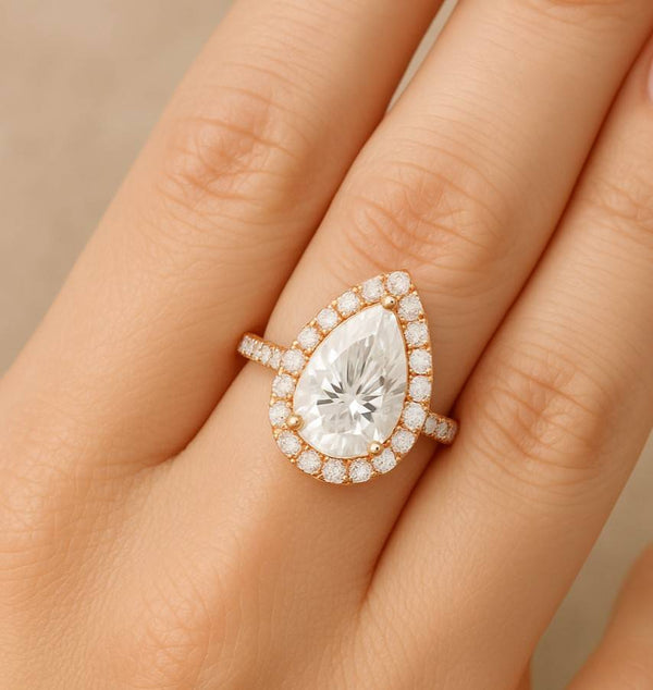 Pear Engagement Ring Pear cut Moissanite engagement ring moissanite hidden halo ring Pear Moissanite Ring