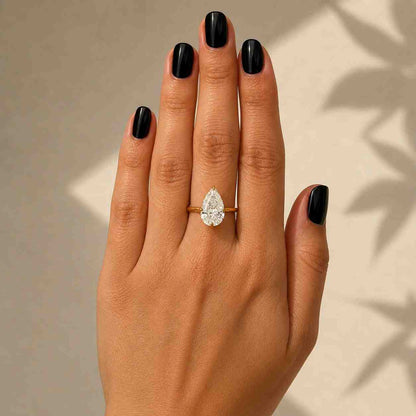 Pear Diamond Promise Ring Solitaire Pear Engagement Ring for Her Birthday Ring for Wife Simple Lab Create Diamond Ring Dainty Diamond Ring
