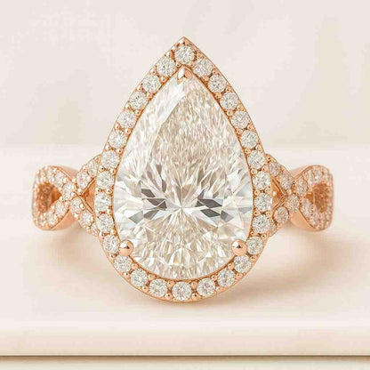 Pear Engagement Ring for Her Birthday Ring for Wife Simple Lab Create Diamond Ring Dainty Diamond Ring