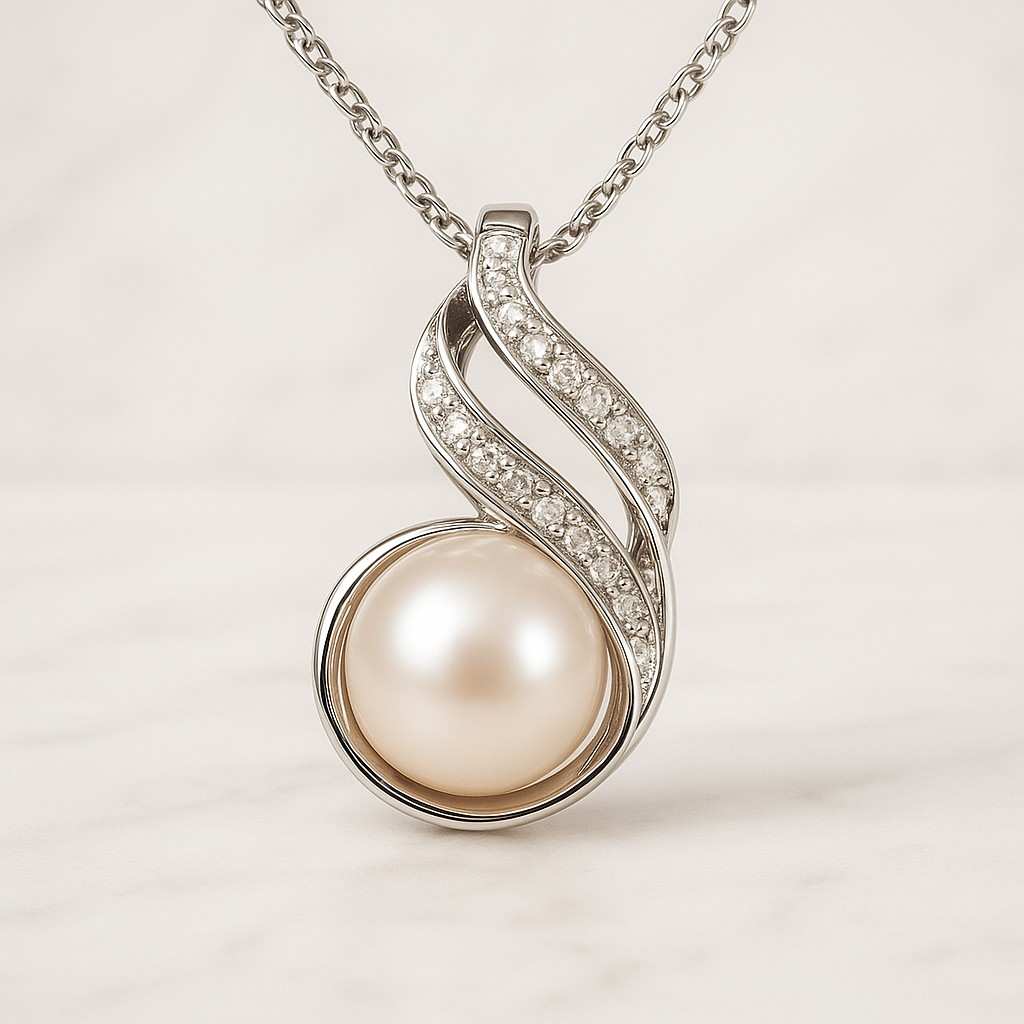 Pear Lab Diamond Necklace Elegant 14K Gold Solitaire Pendant Pearl Necklace Freshwater Pearl Pendent Necklace Bridal Jewelry Wedding Necklace Christmas Necklace