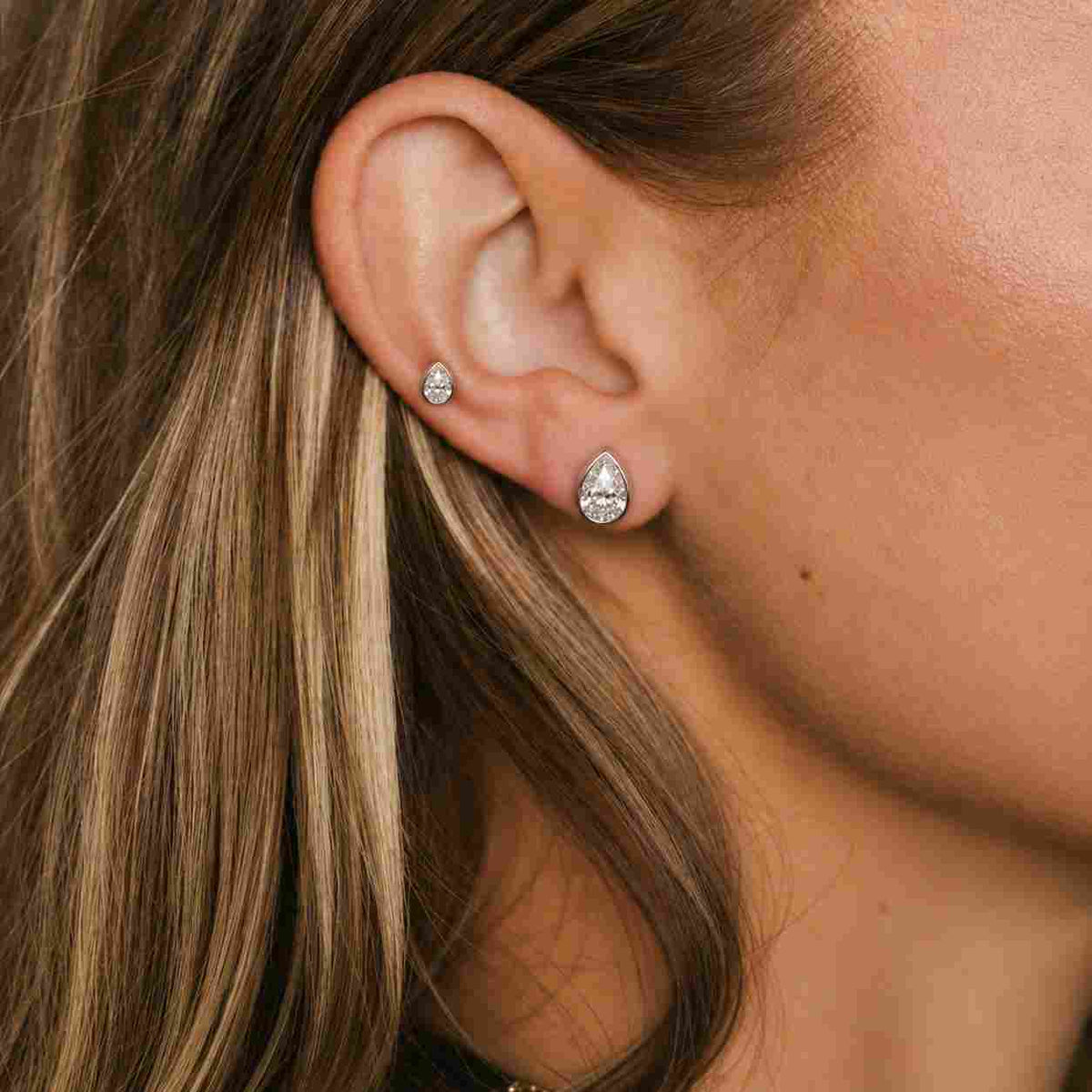 IGI Certified Pear Lab Diamond Stud Earrings / 0.50 to 5.00 TCW Pear Cut Man-Made Diamond Earrings / Dainty Solitaire Wedding Studs
