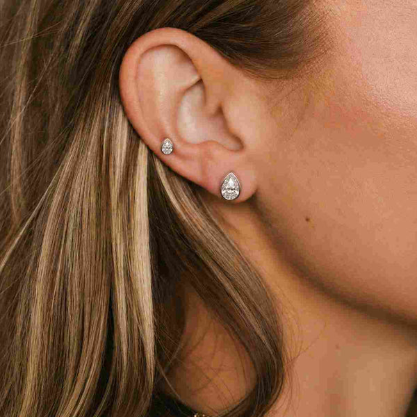 IGI Certified Pear Lab Diamond Stud Earrings / 0.50 to 5.00 TCW Pear Cut Man-Made Diamond Earrings / Dainty Solitaire Wedding Studs

