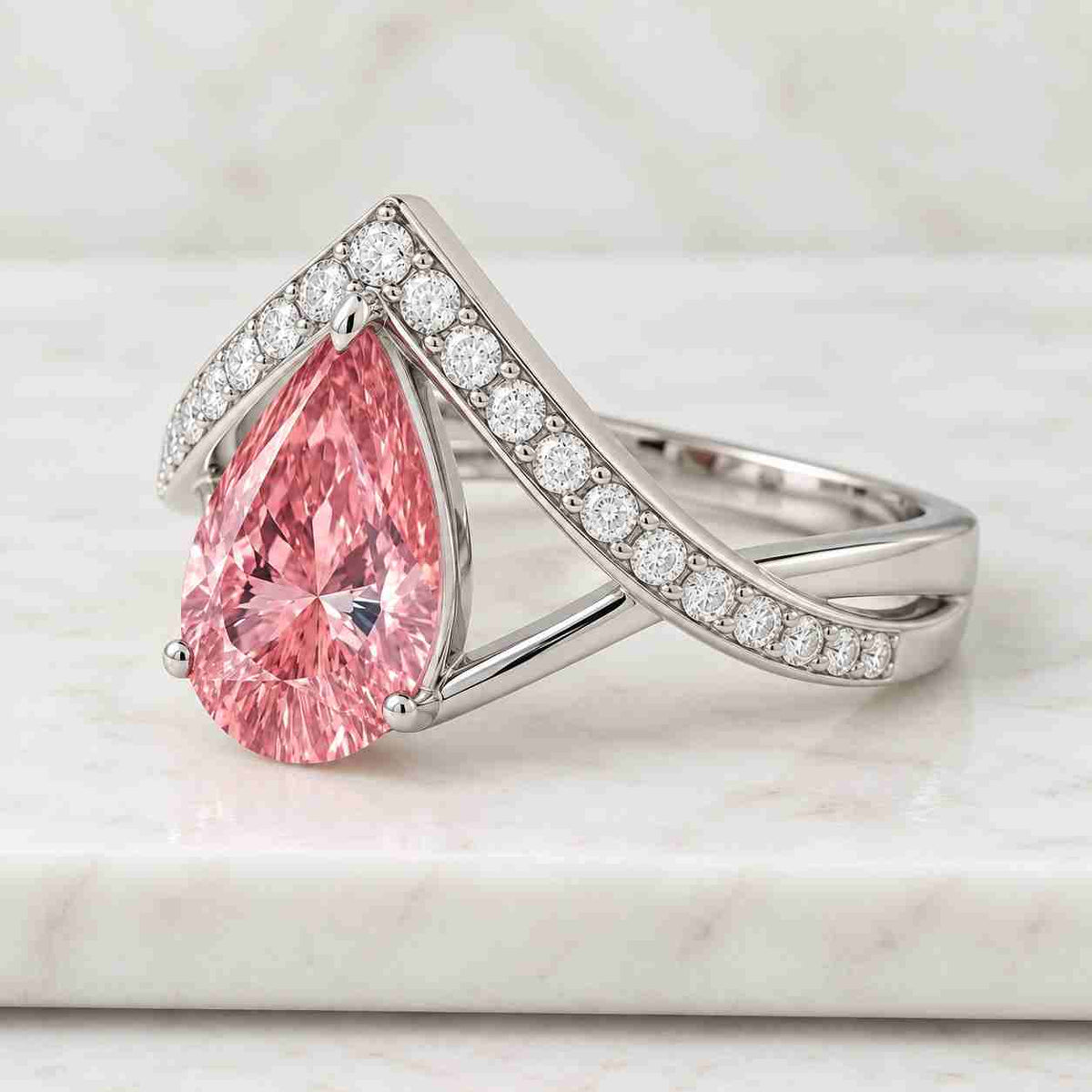 Pear Lab Grown Diamond Engagement Ring, Bezel Set Solitaire Teardrop Ring, Anniversary Gifts
