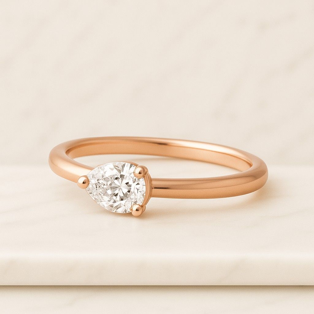 pear lab grown diamond solitaire accent ring round cut cvd diamond engagement ring
