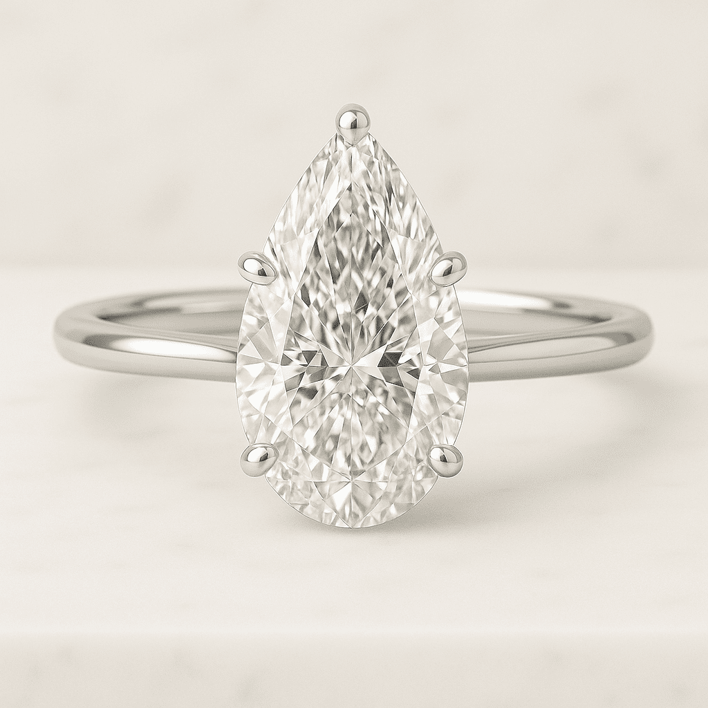 Pear Lab Grown Diamond Solitaire Wedding Ring Gift for Her