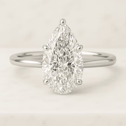 Pear Lab Grown Diamond Solitaire Wedding Ring Gift for Her