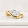 Pear Lab Grown Diamond Engagement Ring 14k Gold Wave Band