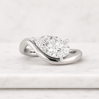 Pear Moissanite Wave Wedding Band