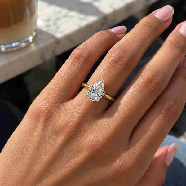 Pear Ring Lab Grown Diamond Ring Wedding Rings for Women Pave Setting Ring for Anniversary Gifts IGI Certified Handmade Ring 

