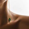 Pear Cut Emerald May Birthstone Pendant Necklace In White Gold