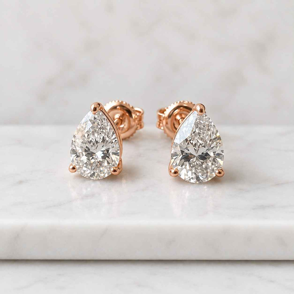 pear shape lab grown diamond stud earrings - 10k 14k 18k gold platinum & silver | 0.50-10 ctw | igi certified | gift for her
