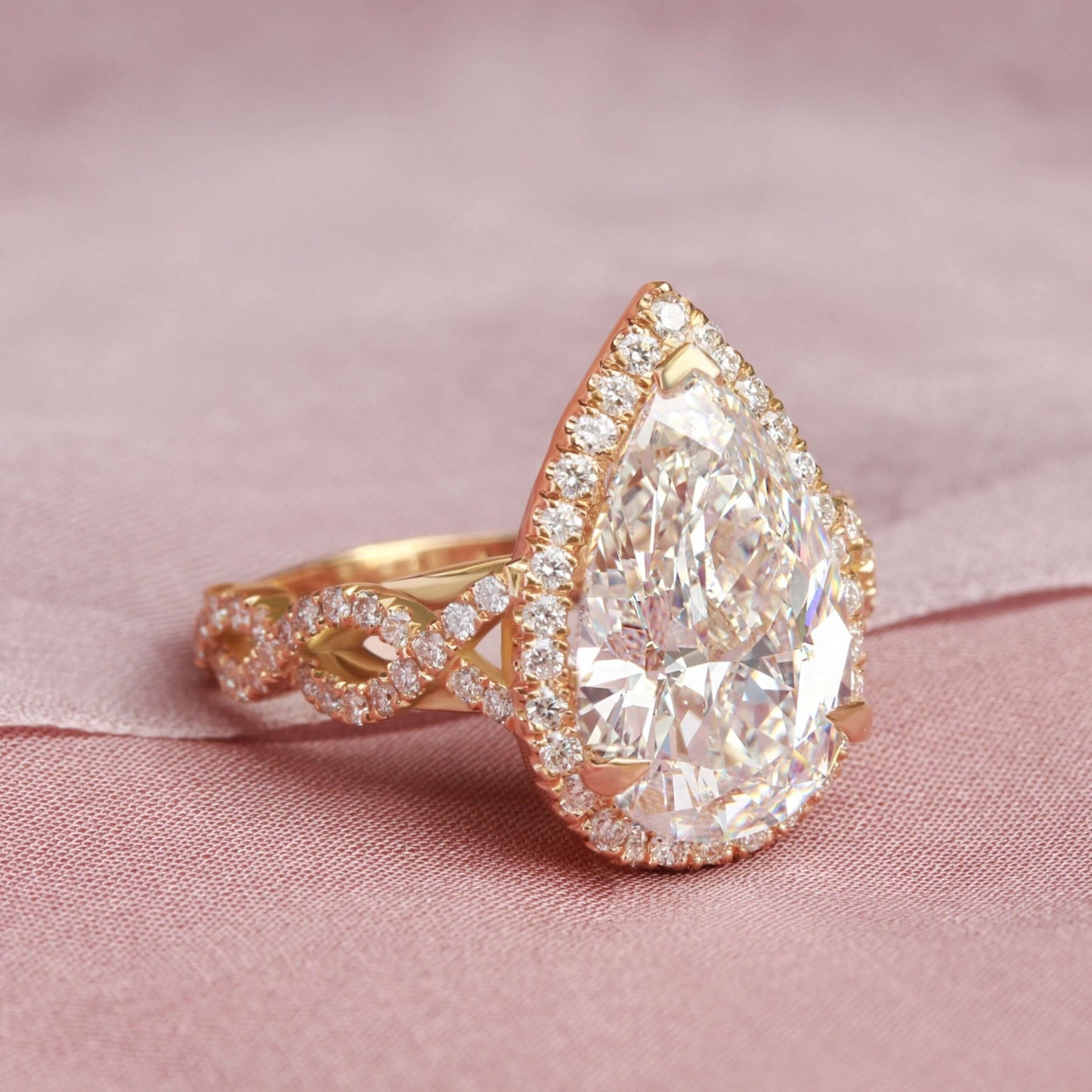 Pear Shaped Diamond Engagement Ring in Bypass Setting IGI Certified Lab Grown Diamond