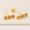Three Stone Salt And Pepper Diamond Bezel Set Stud Earring